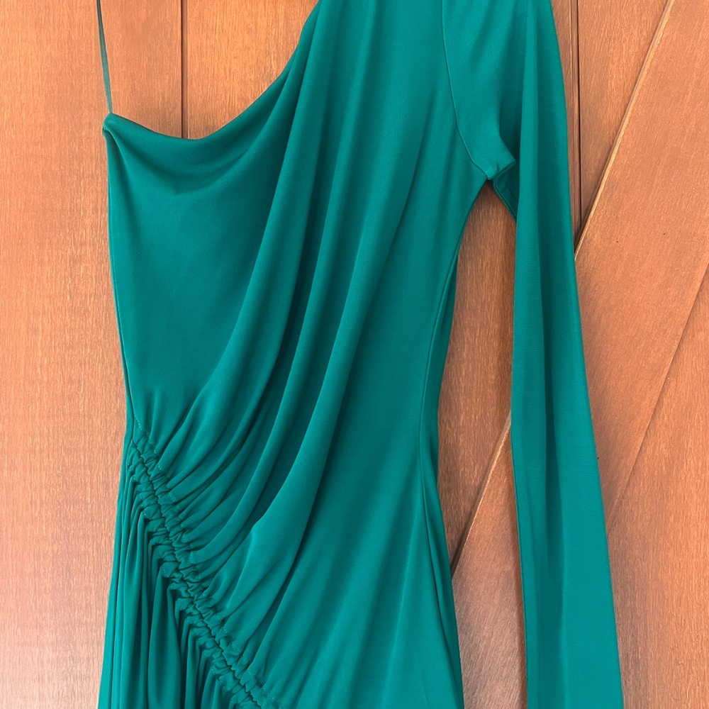 REISS off the shoulder green dress - Picture 3 of 4